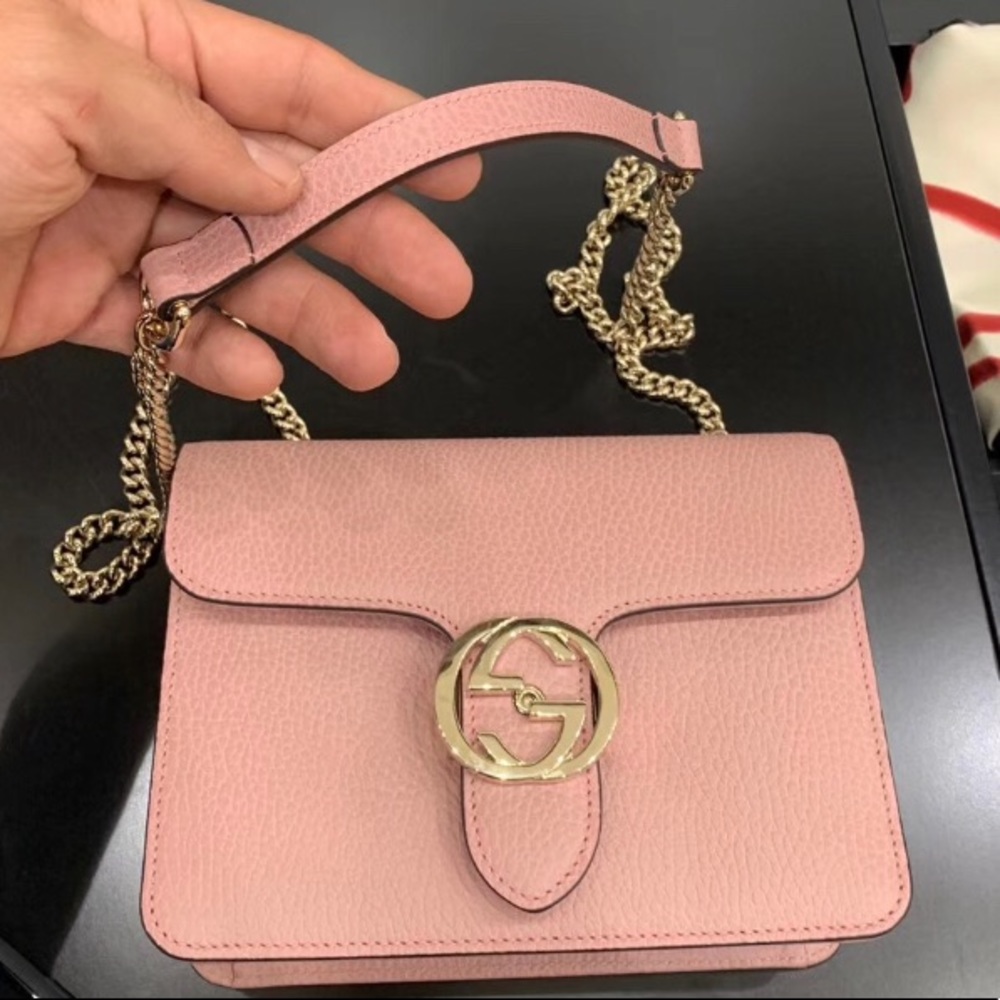 Gucci Interlocking Dollar G Pink Calf Crossbody